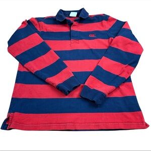 Vintage Canterbury of New Zealand Rugby Polo Red/Blue Striped - Medium